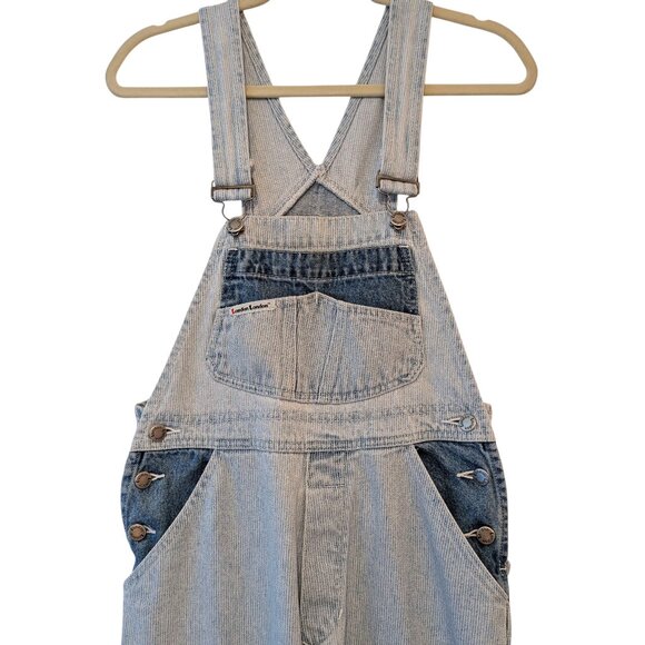 Vintage London London Womens Sz S Denim Two Tone Pinstriped One Piece Overalls - Picture 3 of 12
